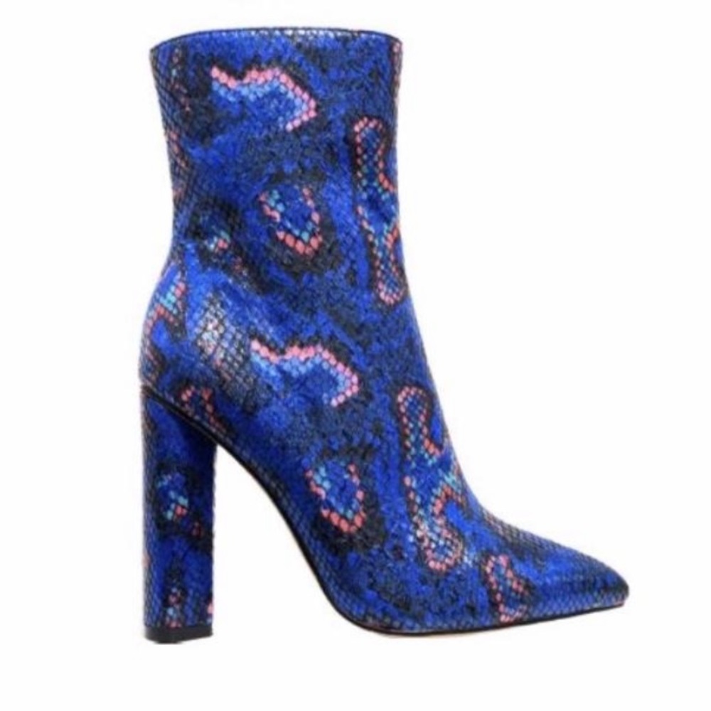 Blue snakeskin heeled bootie - Picture 3 of 6
